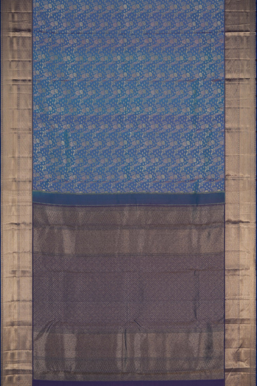 Image of Kanchipattu Brocade Smoky Blue Saree